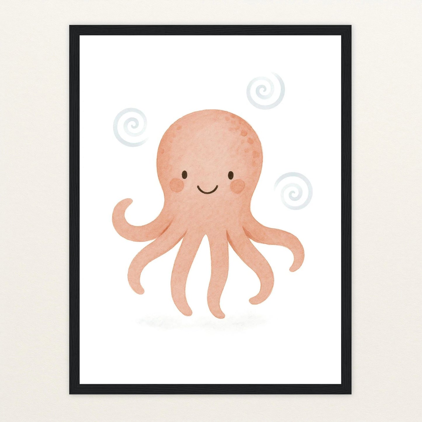 Tilli der Tintenfisch Poster mit Holzrahmen von tinylearner