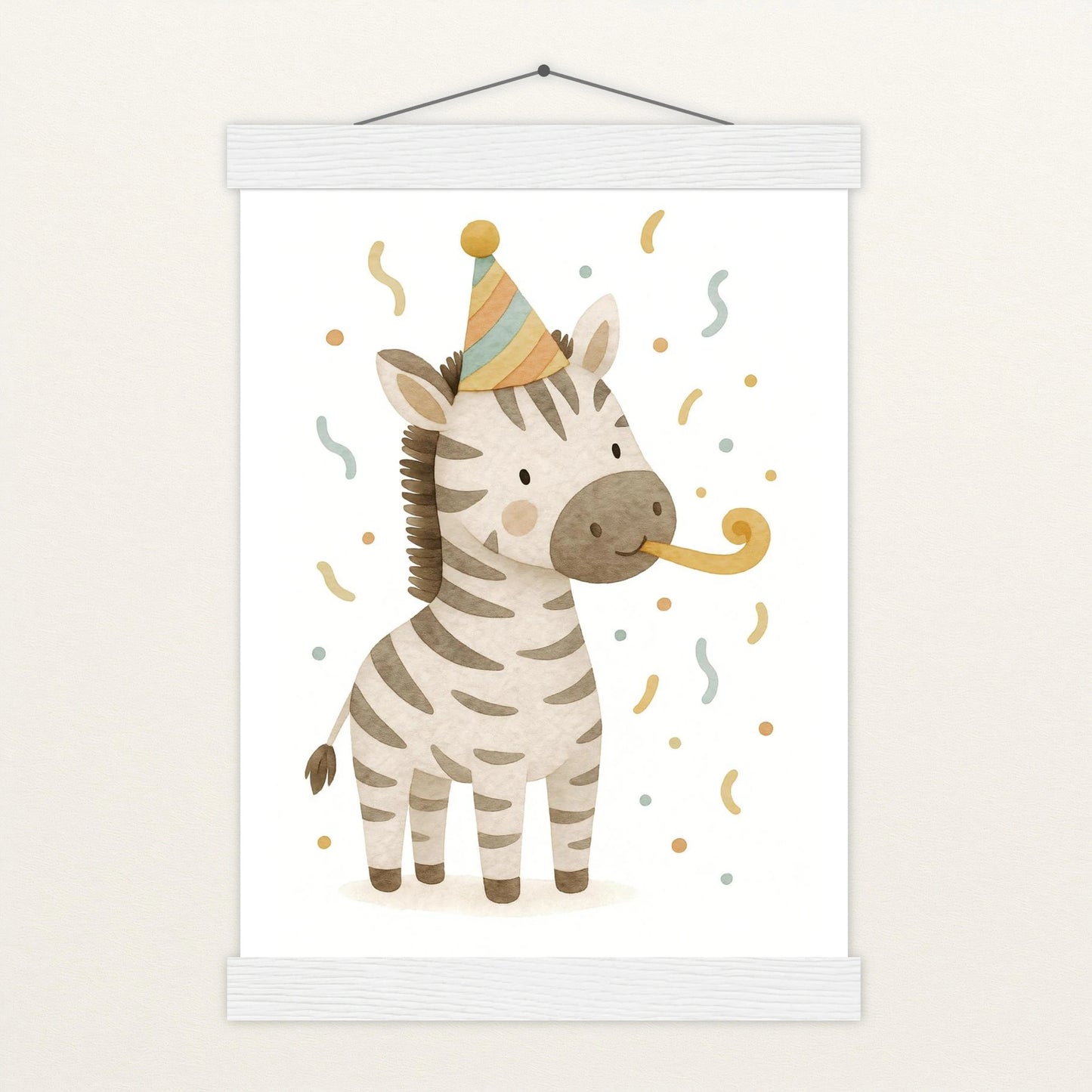Zinni das Zebra - Motiv: "Party" Poster mit Leisten von tinylearner