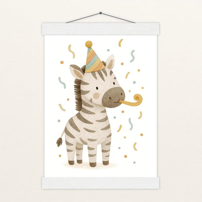 Zinni das Zebra - Motiv: "Party" Poster mit Leisten von tinylearner