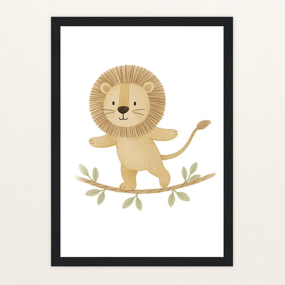 Leo der Löwe - Motiv: "Seiltanz" Poster mit Holzrahmen von tinylearner