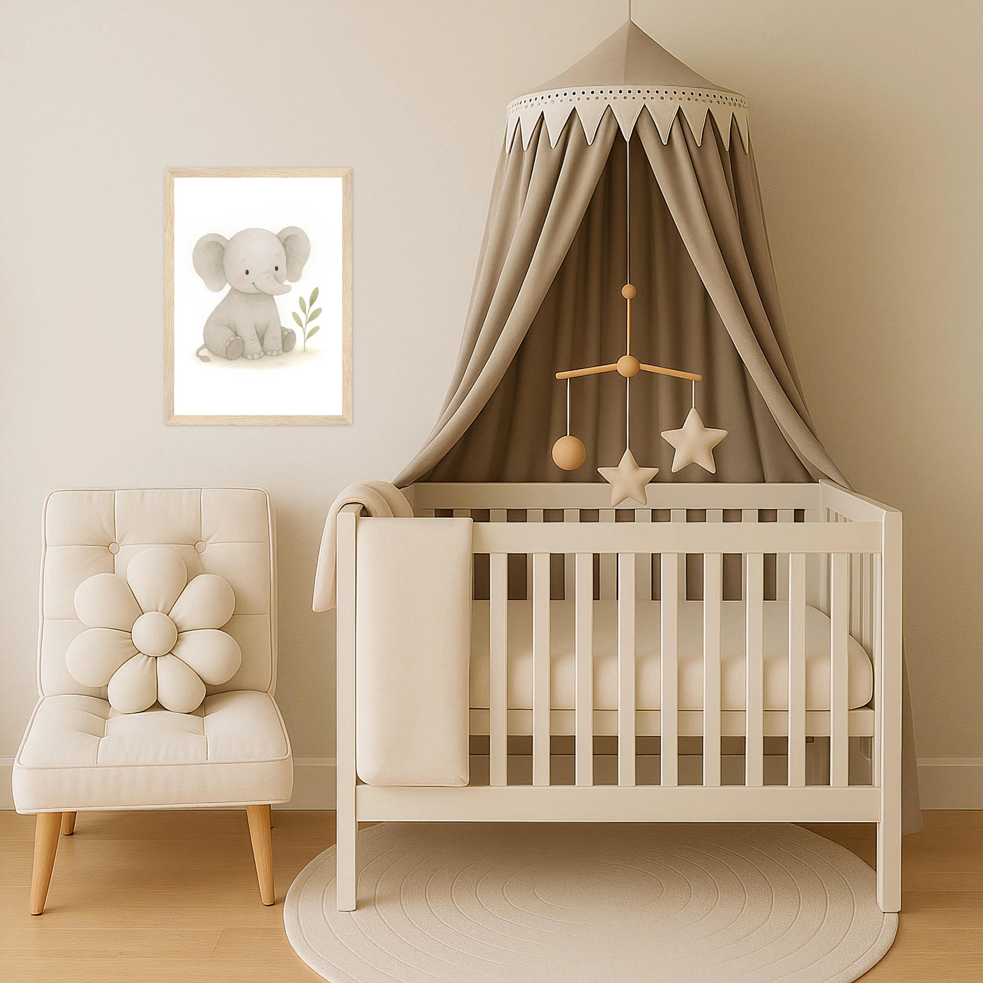 Emil der Elefant Poster mit Holzrahmen von tinylearner