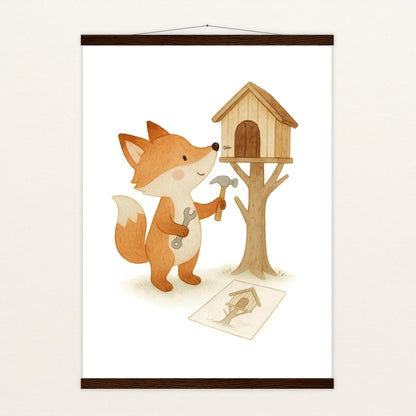 Finnegan der Fuchs - Motiv: "Baumhaus" Poster mit Leisten von tinylearner
