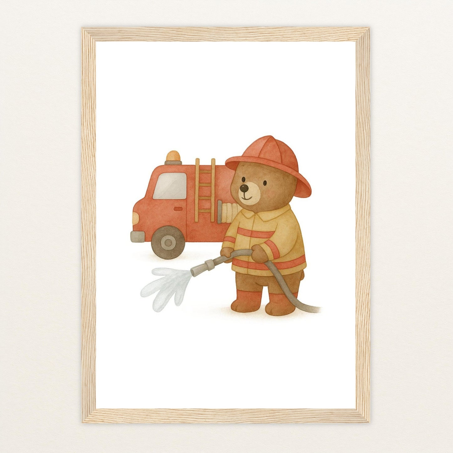 Balu der Bär - Motiv: "Feuerwehr" Poster mit Holzrahmen von tinylearner