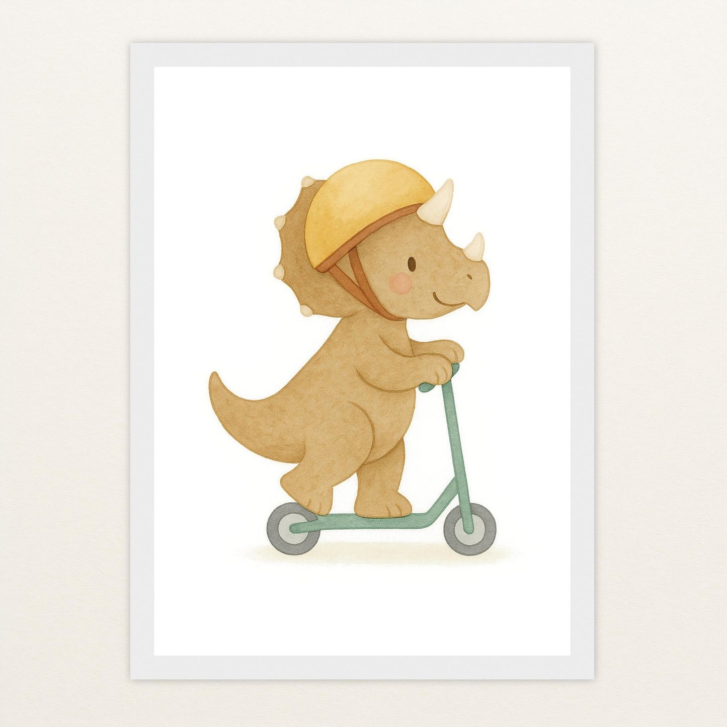 Dinosaurier Triceratops - Motiv: "Roller" Poster mit Holzrahmen von tinylearner