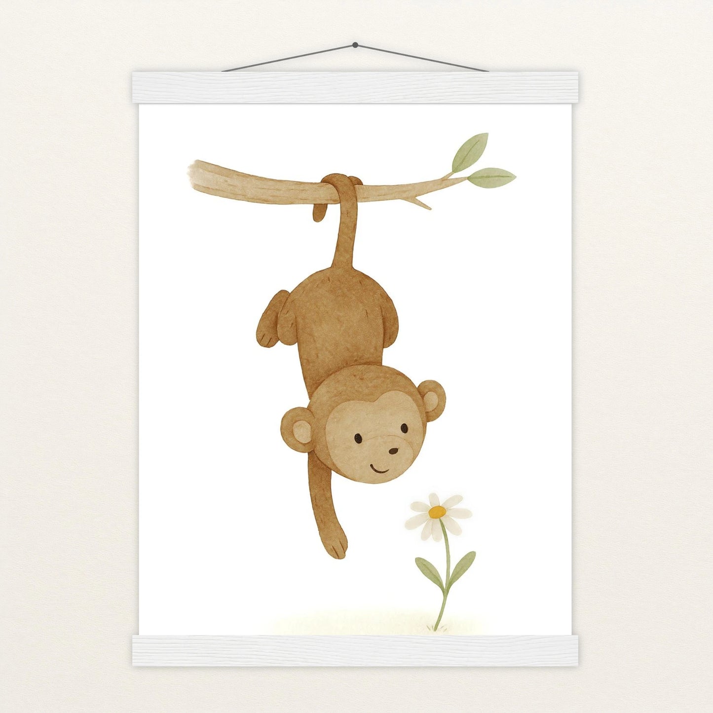 Aki der Affe - Motiv: "Gänseblümchen" Poster mit Leisten von tinylearner