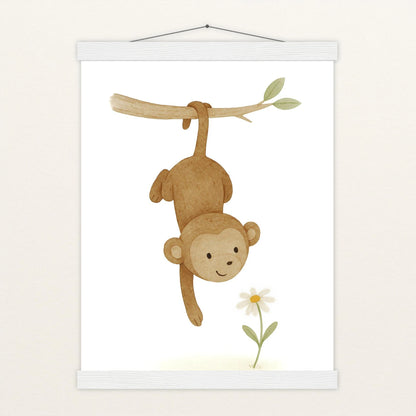 Aki der Affe - Motiv: "Gänseblümchen" Poster mit Leisten von tinylearner