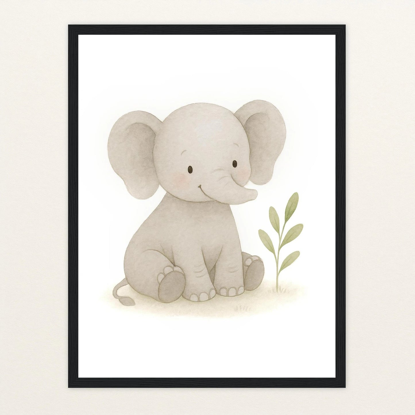 Emil der Elefant Poster mit Holzrahmen von tinylearner