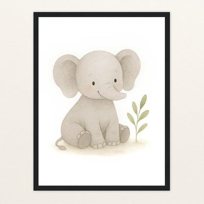 Emil der Elefant Poster mit Holzrahmen von tinylearner