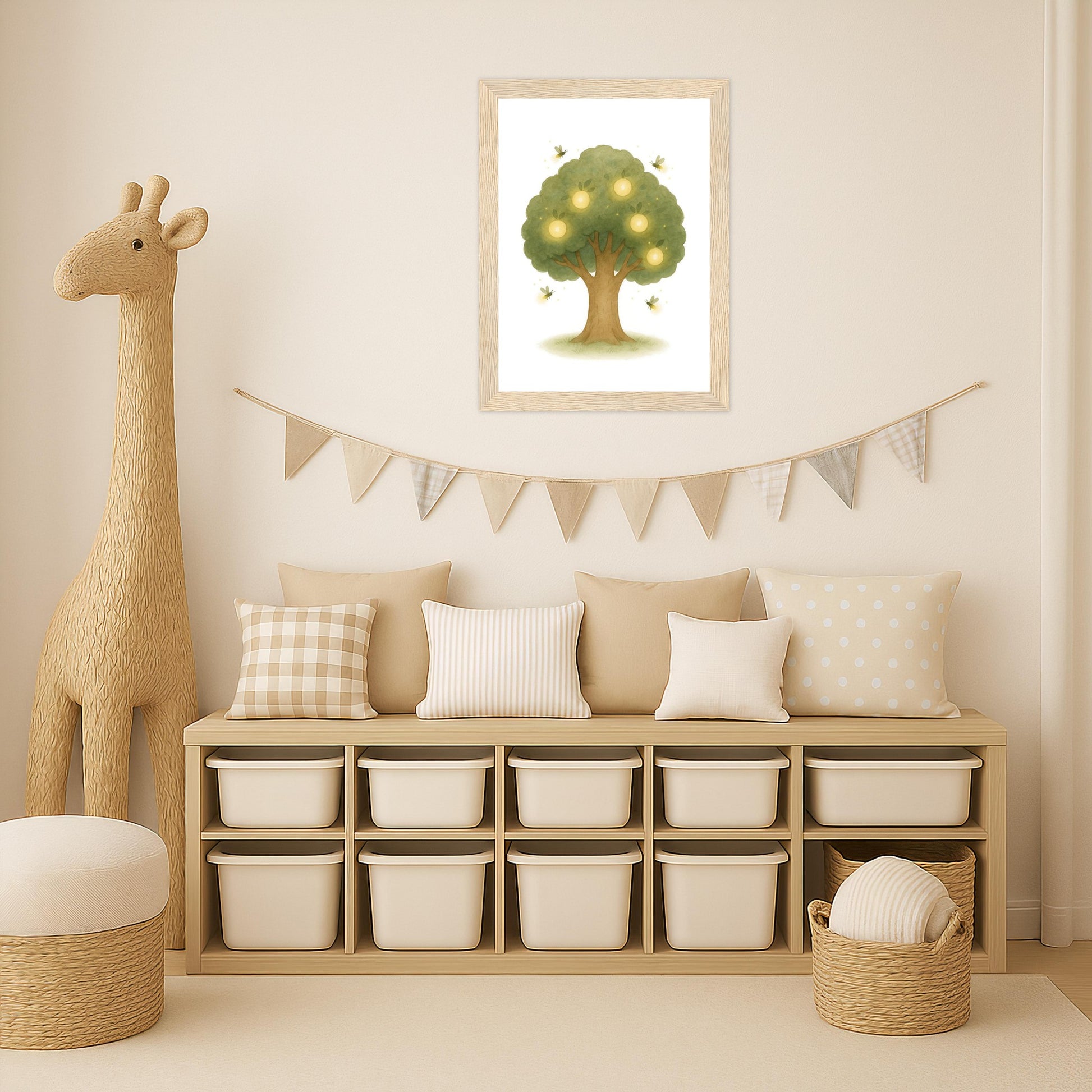 Leuchtbaum Poster mit Holzrahmen von tinylearner