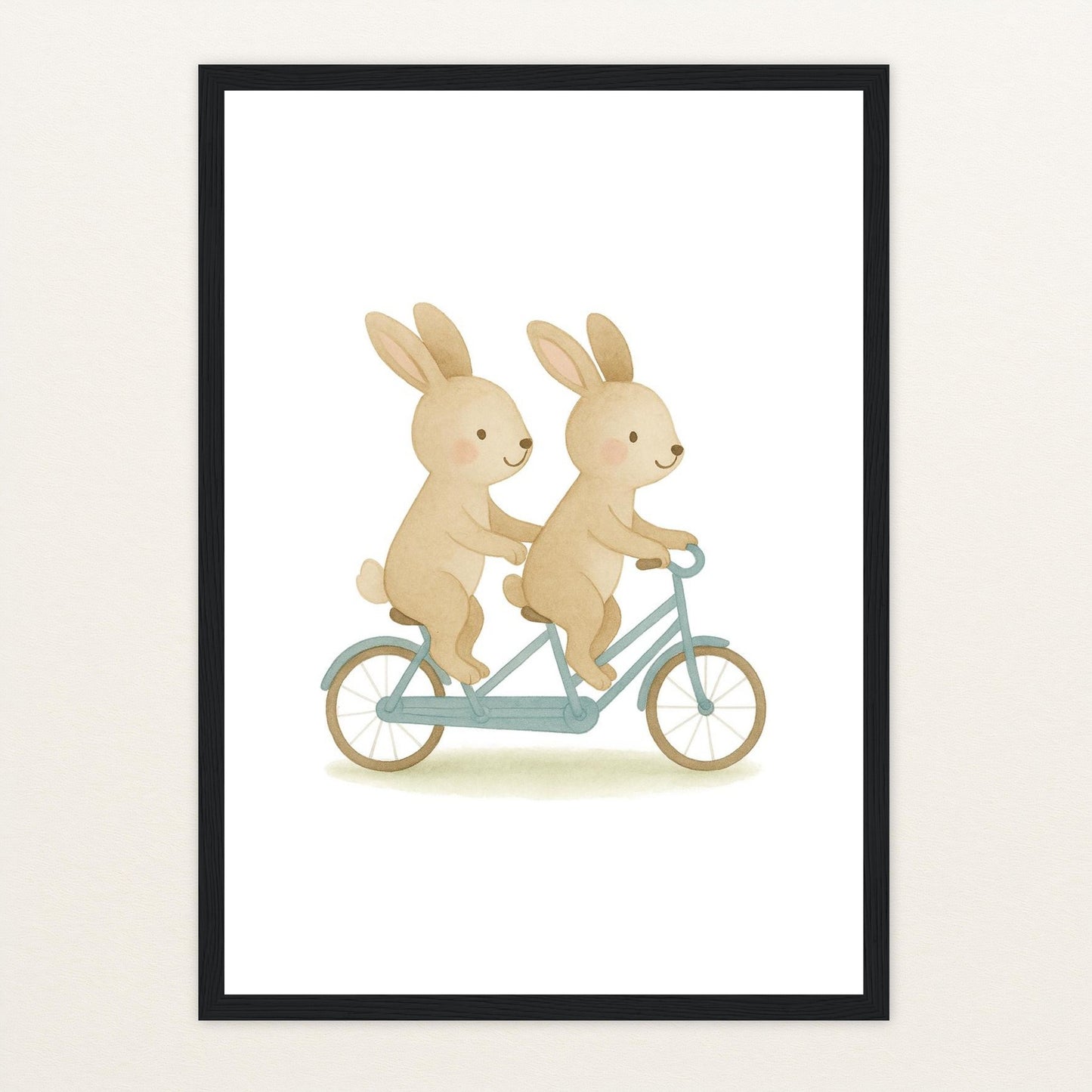 Holly der Hase - Motiv: "Tandem" Poster mit Holzrahmen von tinylearner