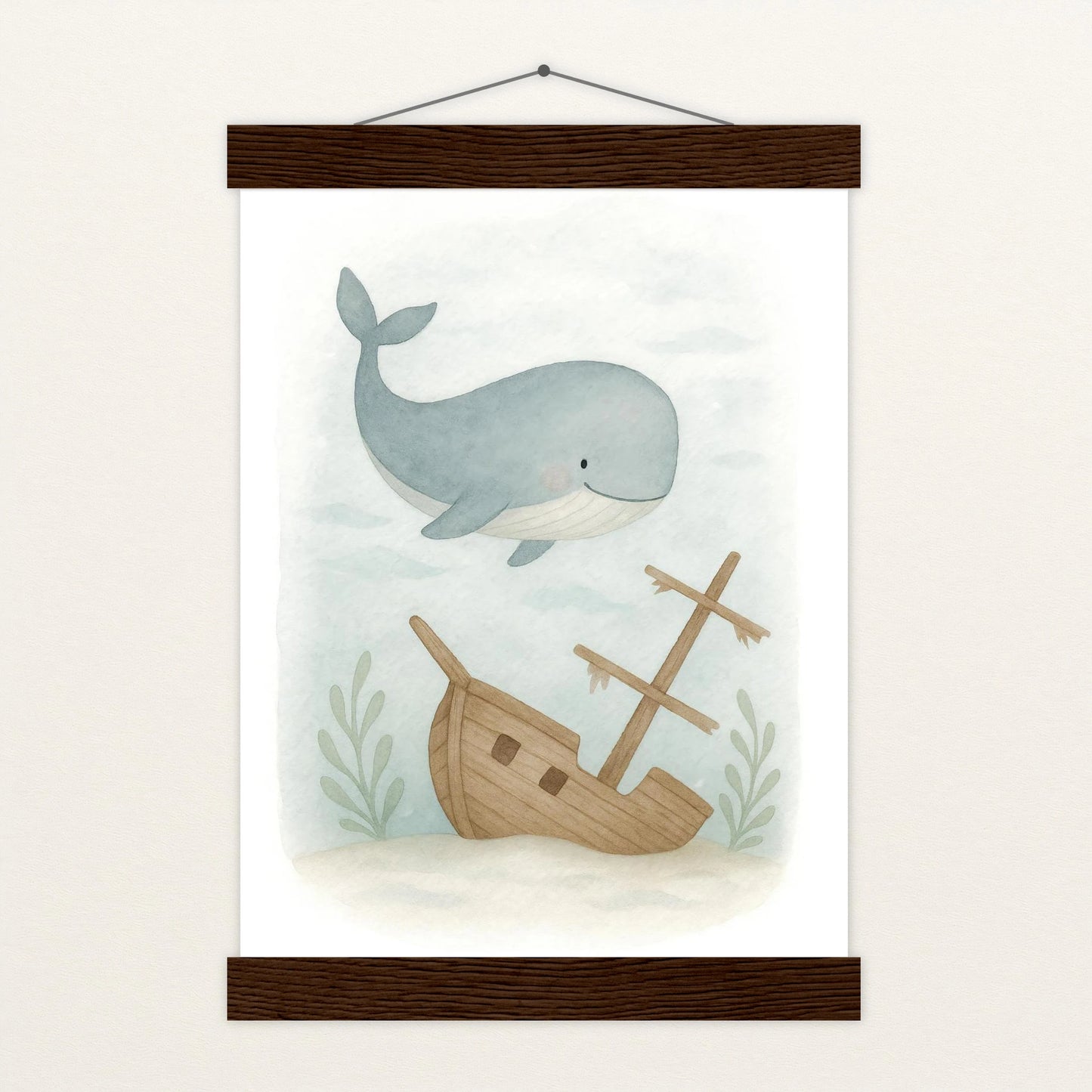 Willi der Wal - Motiv: "Schiffswrack" Poster mit Leisten von tinylearner