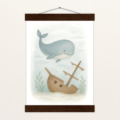 Willi der Wal - Motiv: "Schiffswrack" Poster mit Leisten von tinylearner