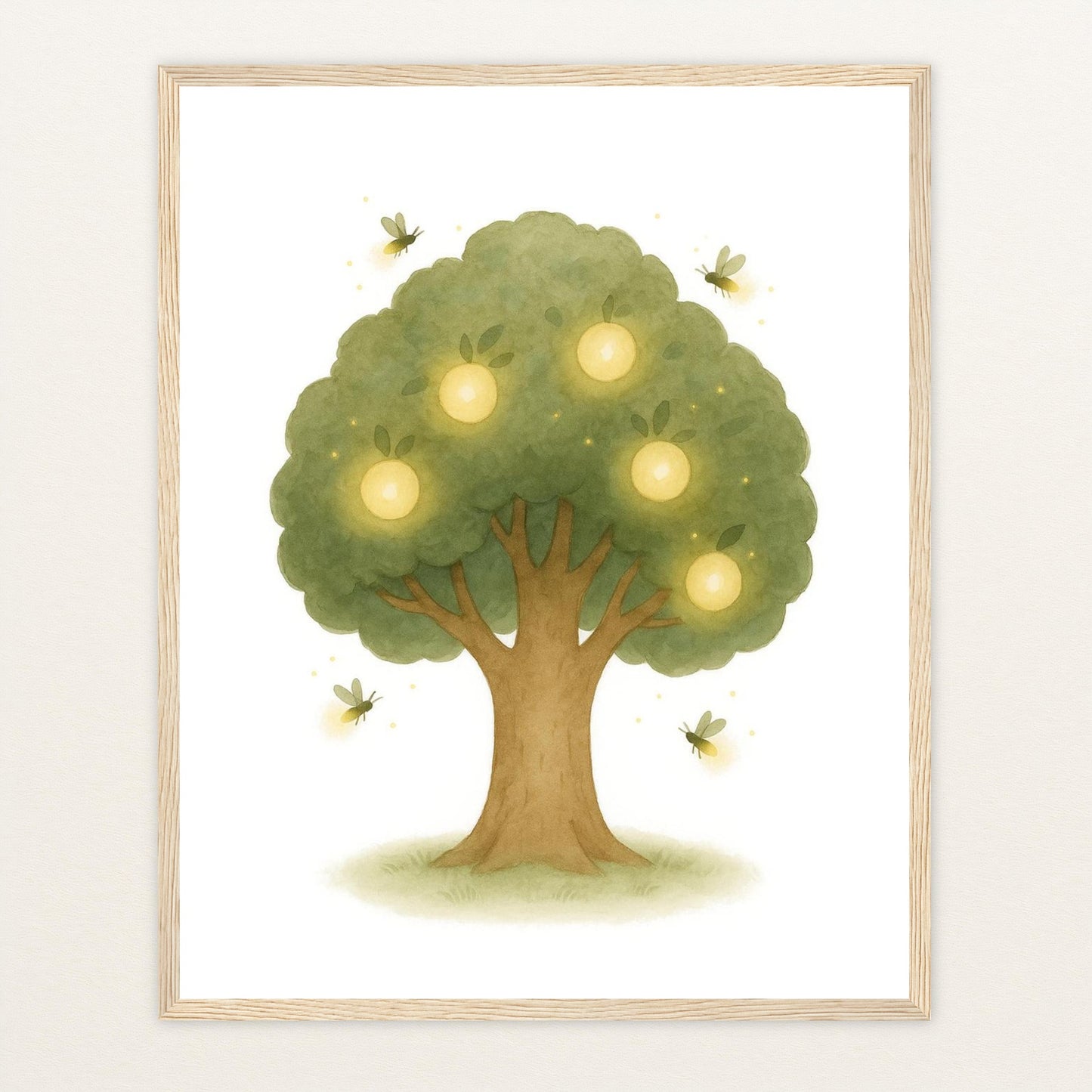 Leuchtbaum Poster mit Holzrahmen von tinylearner