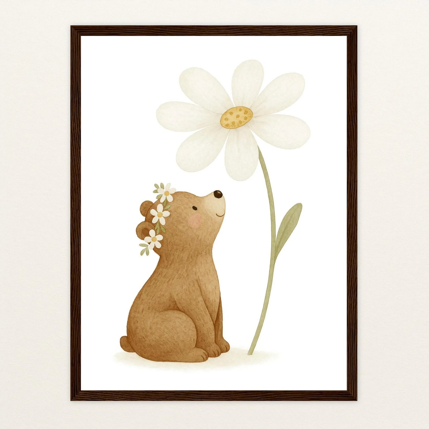 Balu der Bär - Motiv: "Gänseblümchen" Poster mit Holzrahmen von tinylearner