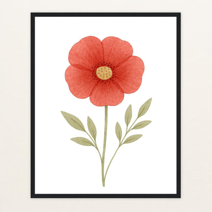 Mohnblume Poster mit Holzrahmen von tinylearner