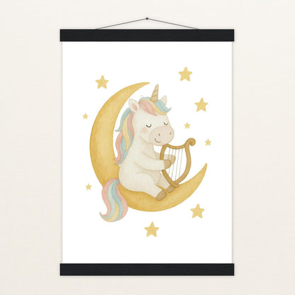 Luni das Einhorn - Motiv: "Mond" Poster mit Leisten von tinylearner