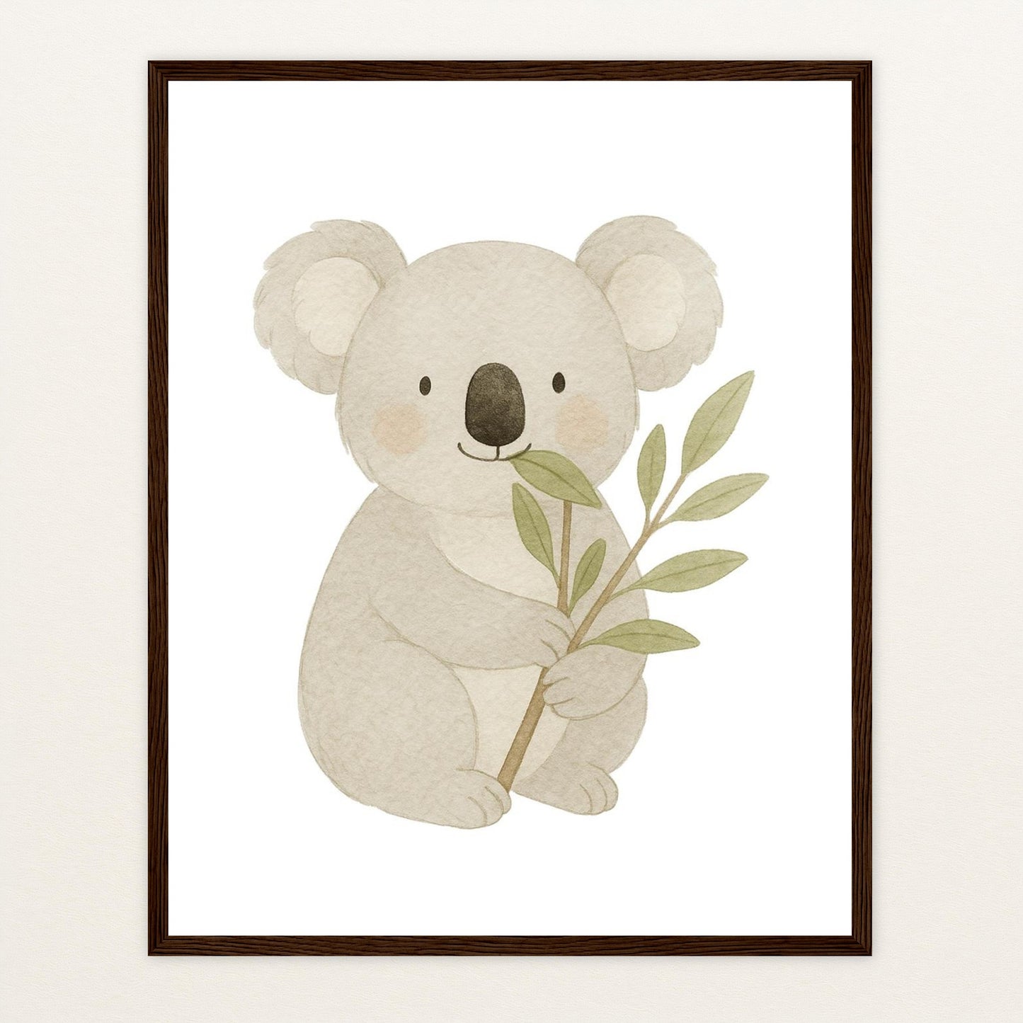 Kori der Koala - Motiv: "Eukalyptus" Poster mit Holzrahmen von tinylearner