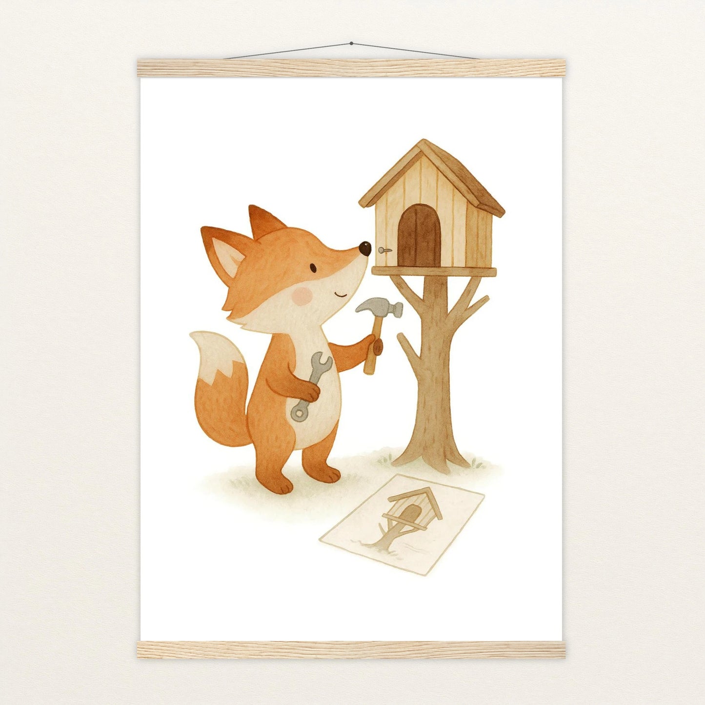 Finnegan der Fuchs - Motiv: "Baumhaus" Poster mit Leisten von tinylearner