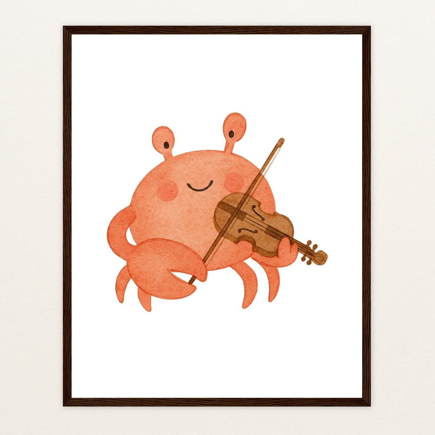 Krabbi der Krebs - Motiv: "Geige" Poster mit Holzrahmen von tinylearner