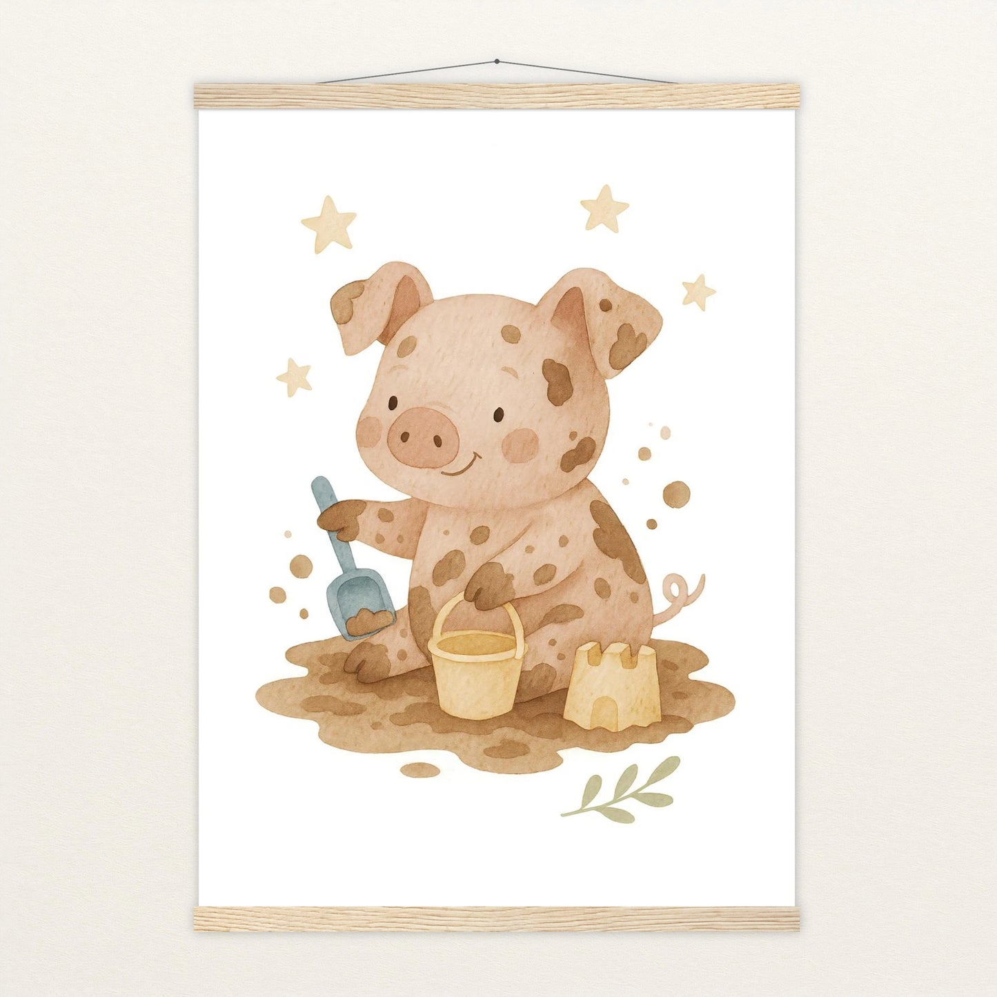 Susi das Schwein - Motiv: "Sandkasten" Poster mit Leisten von tinylearner