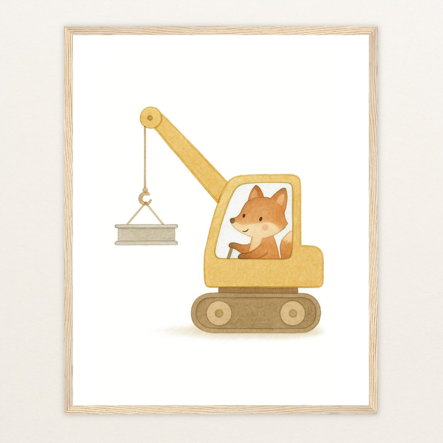 Finnegan der Fuchs - Motiv: "Kran" Poster mit Holzrahmen von tinylearner