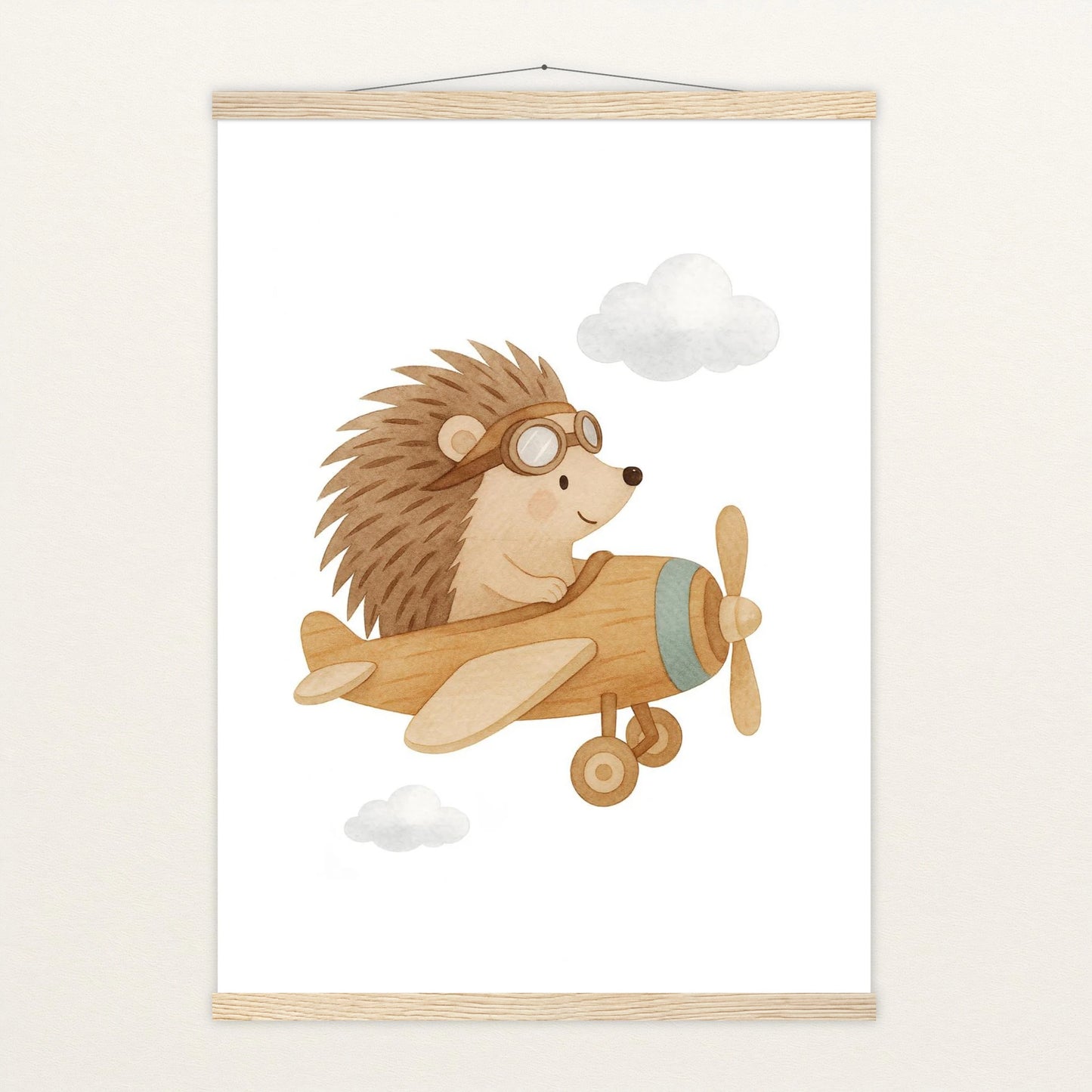 Iggi der Igel - Motiv: "Flugzeug" Poster mit Leisten von tinylearner