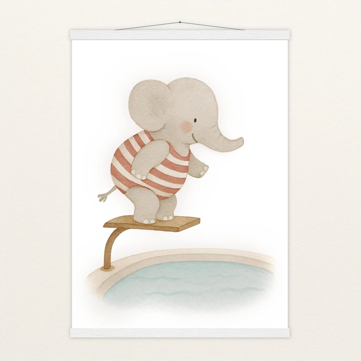 Emil der Elefant - Motiv: "Pool" Poster mit Leisten von tinylearner