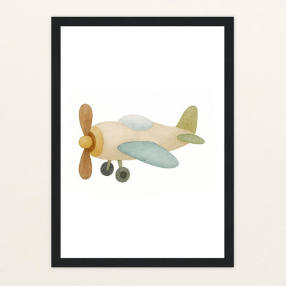 Propellerflugzeug Poster mit Holzrahmen von tinylearner