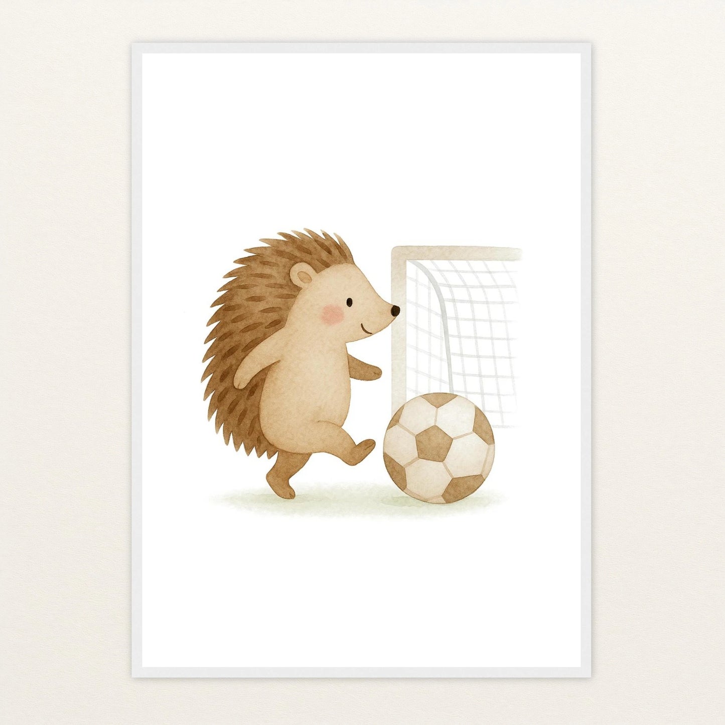 Iggi der Igel - Motiv: "Fußball" Poster mit Holzrahmen von tinylearner