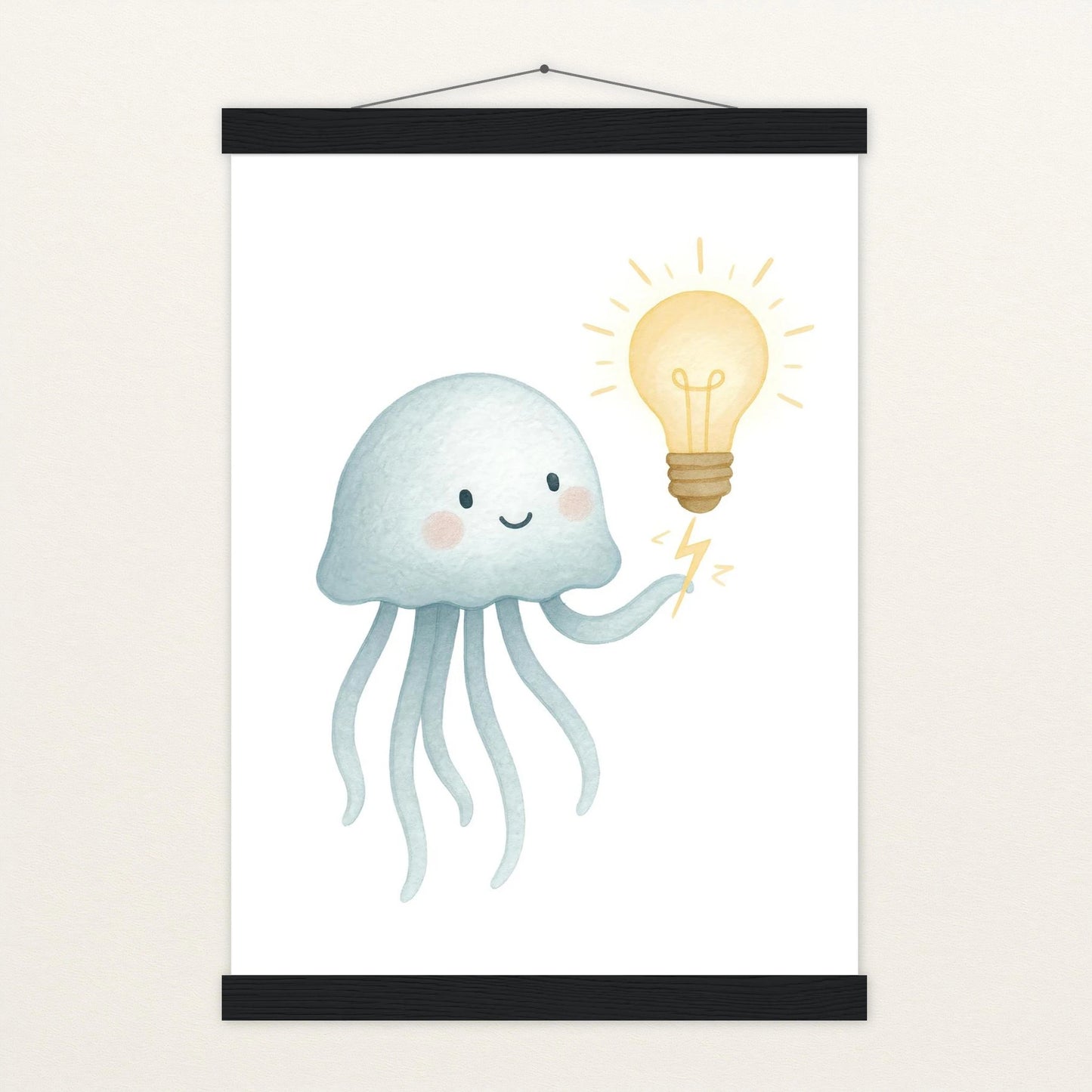 Quinn die Qualle - Motiv: "Glühbirne" Poster mit Leisten von tinylearner