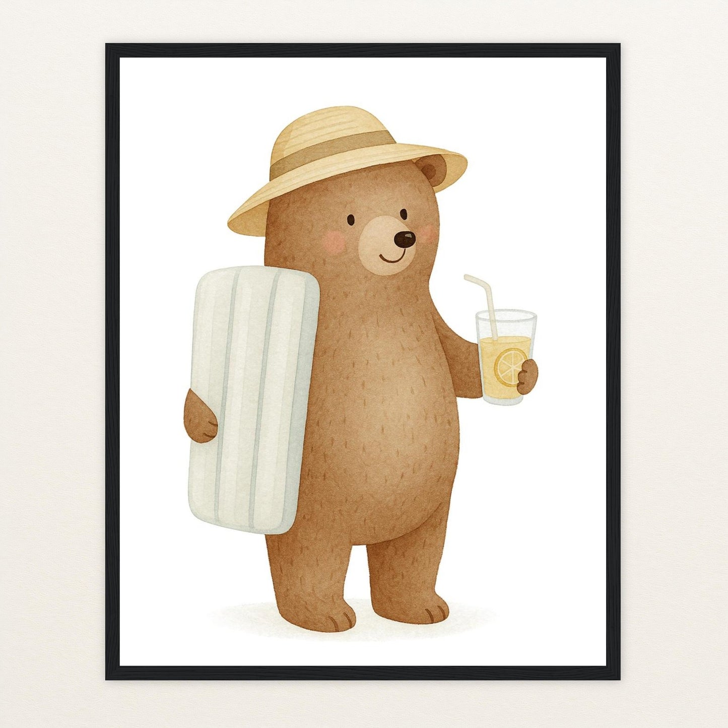 Balu der Bär - Motiv: "Strandtag" Poster mit Holzrahmen von tinylearner