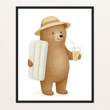 Balu der Bär - Motiv: "Strandtag" Poster mit Holzrahmen von tinylearner