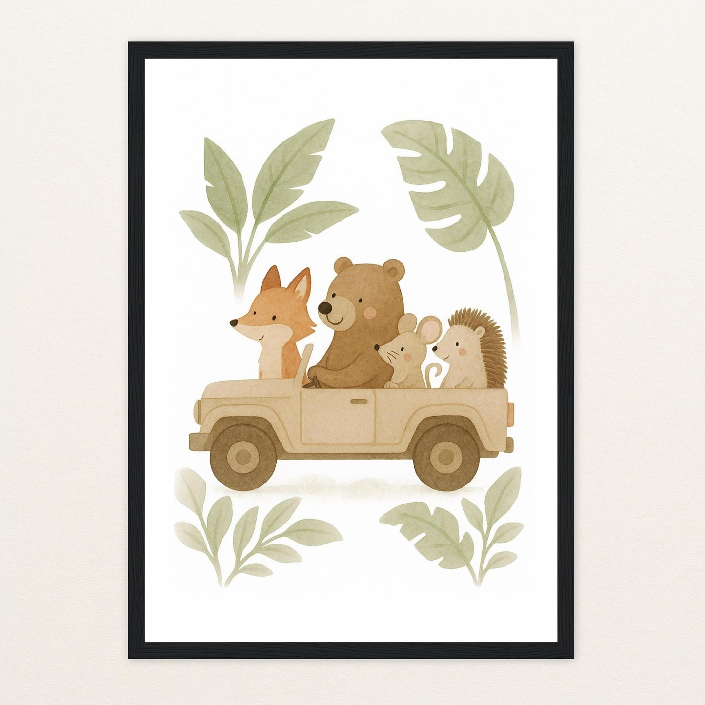 Tierfreunde - Motiv: "Safari" Poster mit Holzrahmen von tinylearner