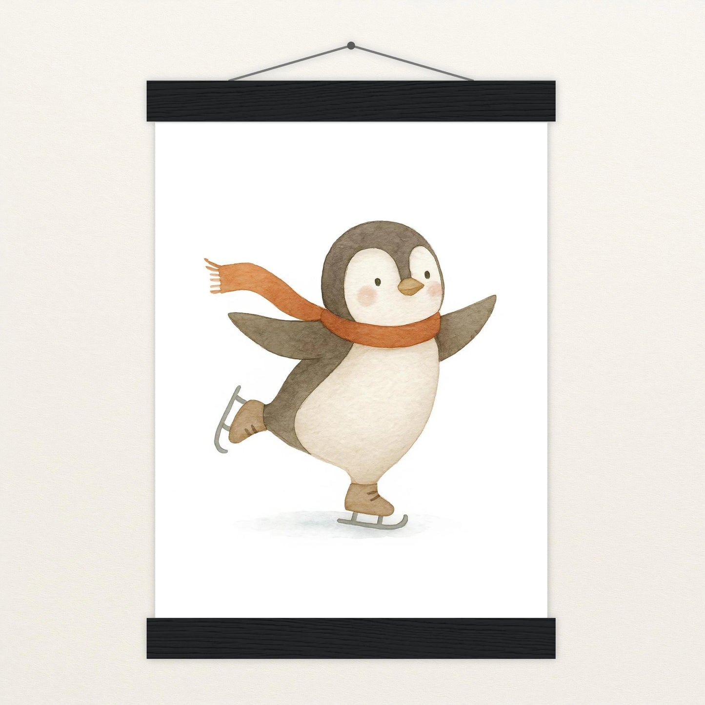 Pia der Pinguin - Motiv: "Eislaufen" Poster mit Leisten von tinylearner