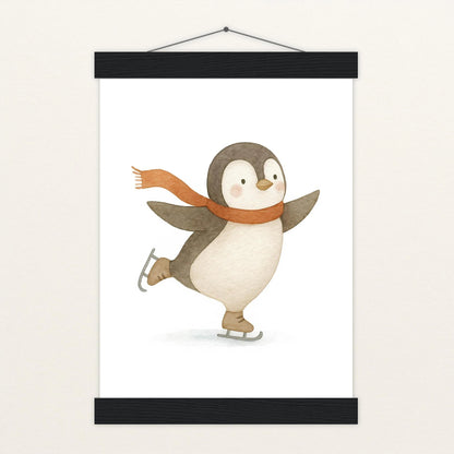 Pia der Pinguin - Motiv: "Eislaufen" Poster mit Leisten von tinylearner