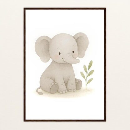 Emil der Elefant Poster mit Holzrahmen von tinylearner