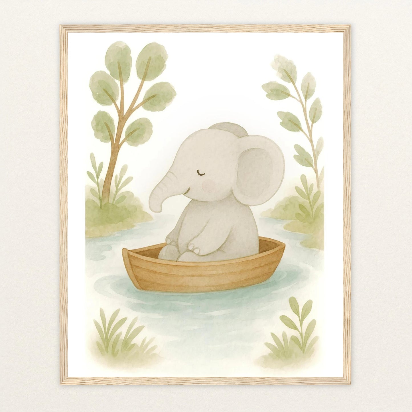 Emil der Elefant - Motiv: "Boot" Poster mit Holzrahmen von tinylearner