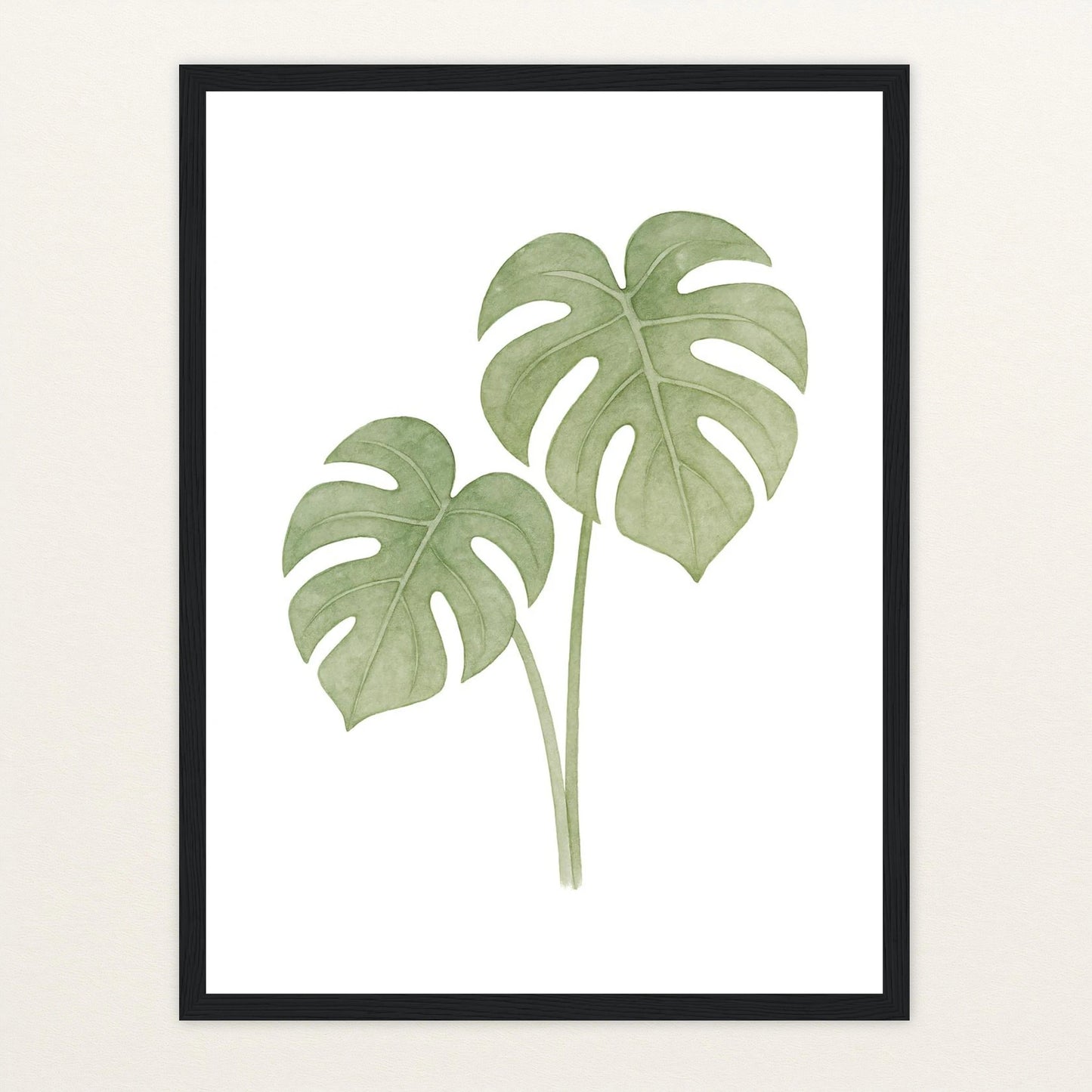 Monstera-Blätter Poster mit Holzrahmen von tinylearner