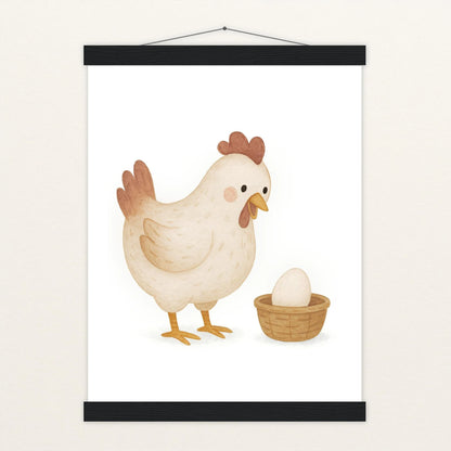 Hanni das Huhn - Motiv: "Ei" Poster mit Leisten von tinylearner