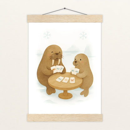 Wally das Walross - Motiv: "Kartenspiel" Poster mit Leisten von tinylearner