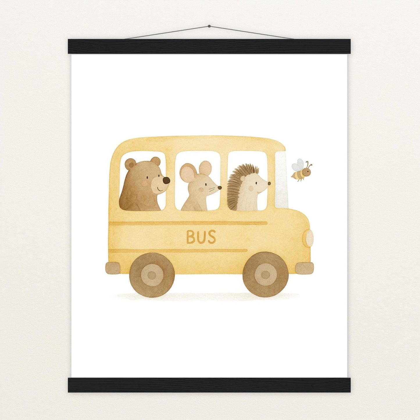 Tierfreunde - Motiv: "Schulbus" Poster mit Leisten von tinylearner