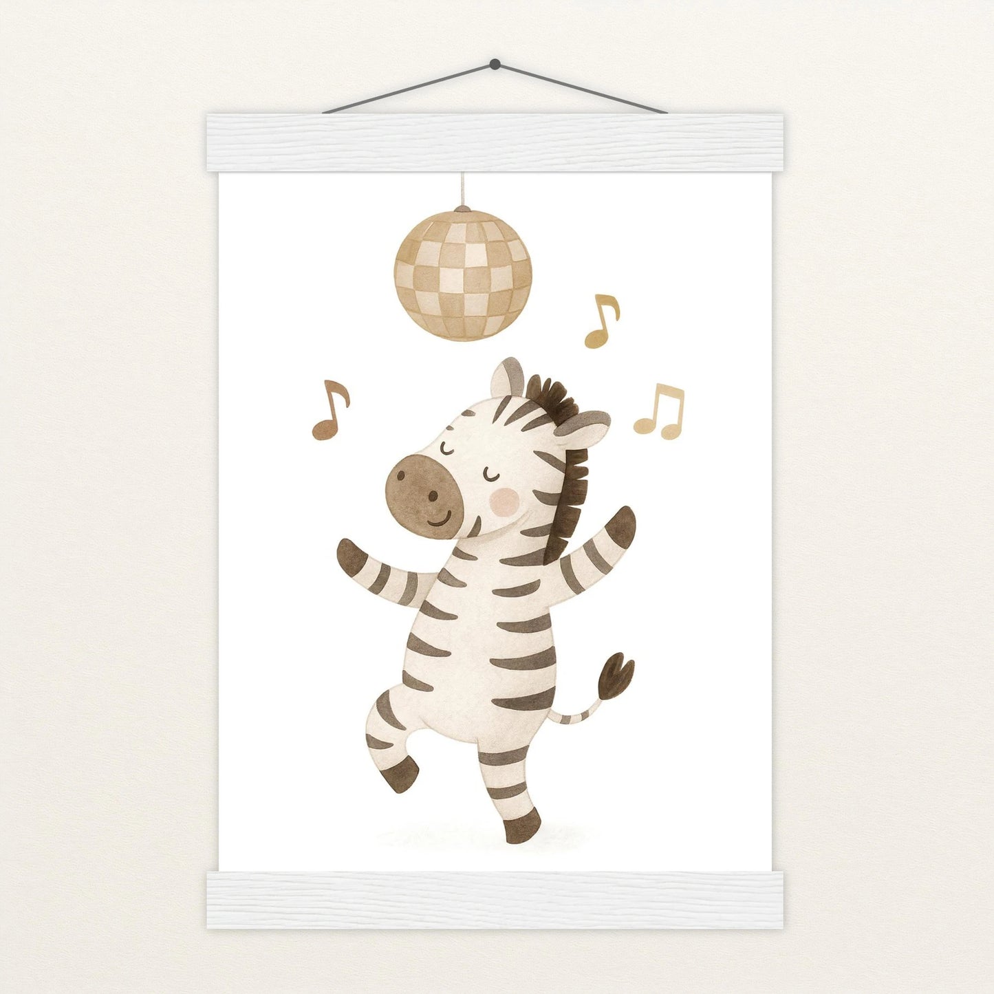 Zinni das Zebra - Motiv: "Tanzen" Poster mit Leisten von tinylearner