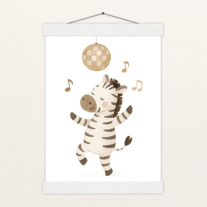 Zinni das Zebra - Motiv: "Tanzen" Poster mit Leisten von tinylearner