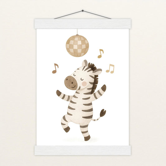 Zinni das Zebra - Motiv: "Tanzen" Poster mit Leisten von tinylearner