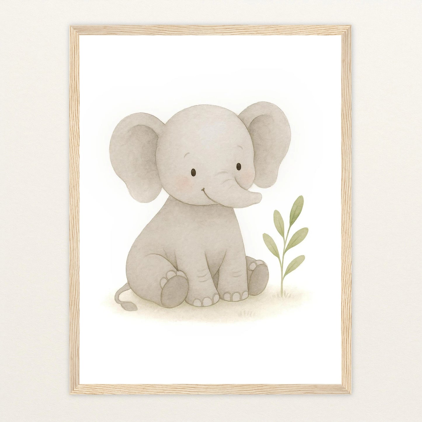 Emil der Elefant Poster mit Holzrahmen von tinylearner
