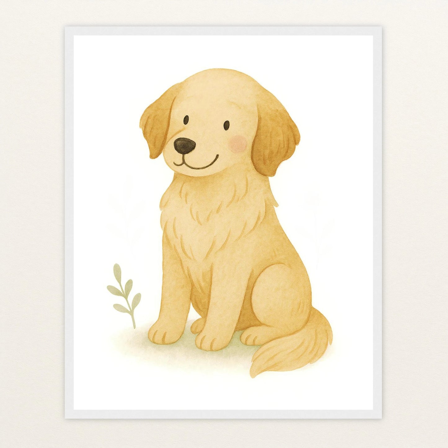 Hugo der Hund Poster mit Holzrahmen von tinylearner