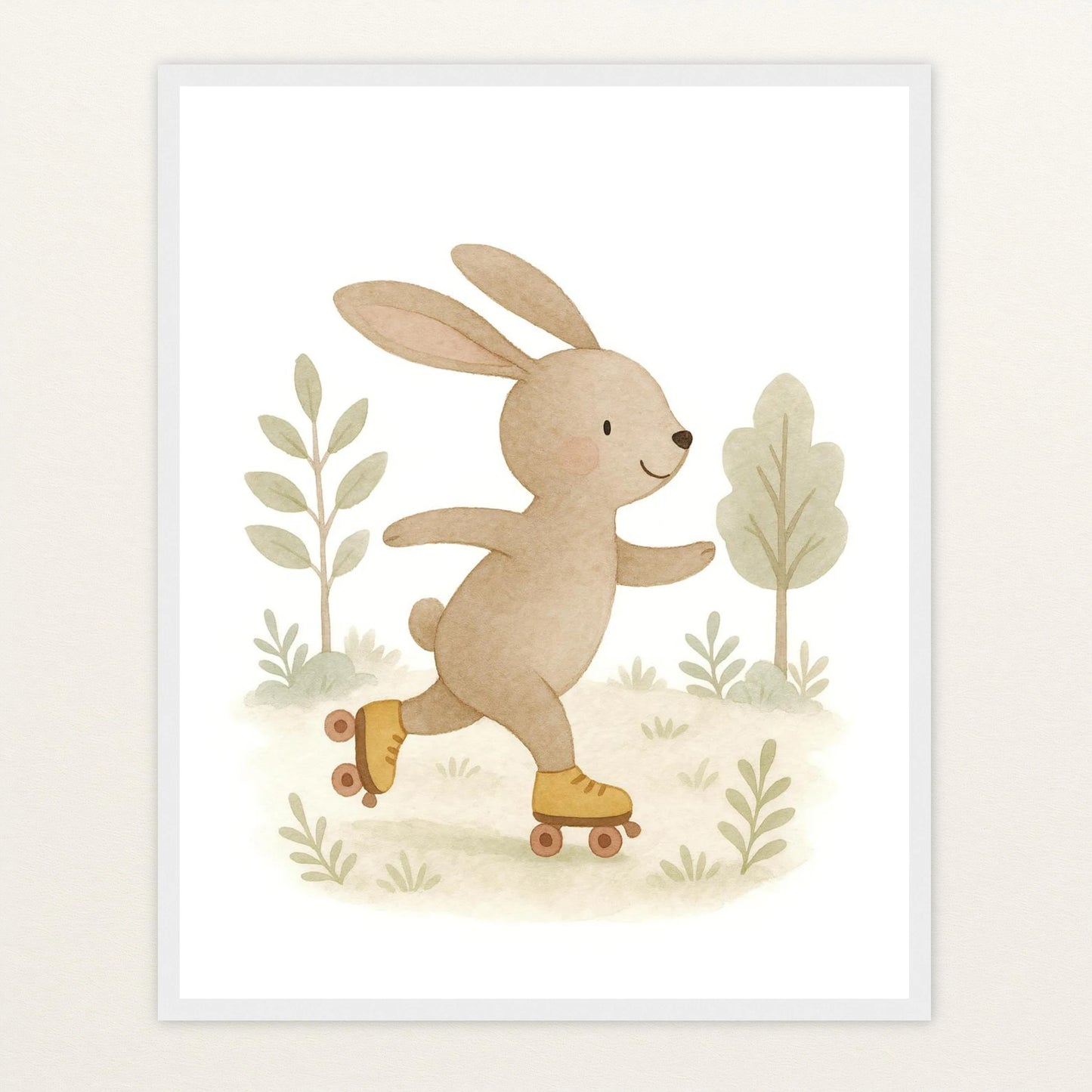 Holly der Hase - Motiv: "Rollschuhe" Poster mit Holzrahmen von tinylearner