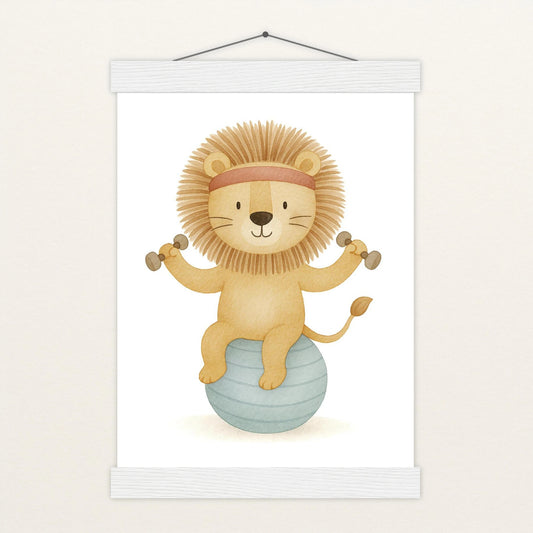Leo der Löwe - Motiv: "Workout" Poster mit Leisten von tinylearner