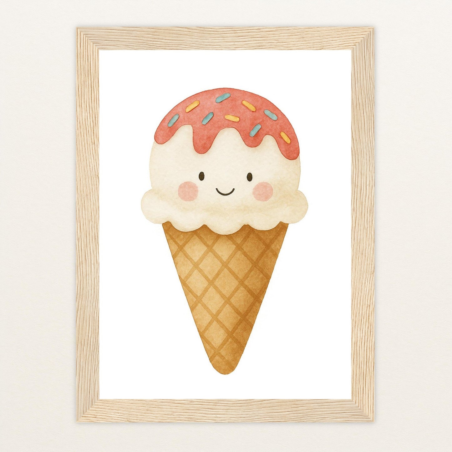 Süßes: Eiscreme Poster mit Holzrahmen von tinylearner