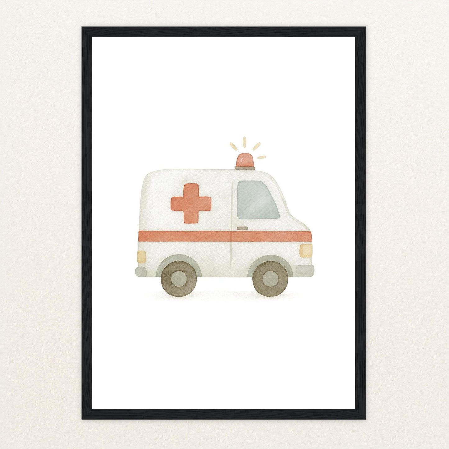 Krankenwagen Poster mit Holzrahmen von tinylearner